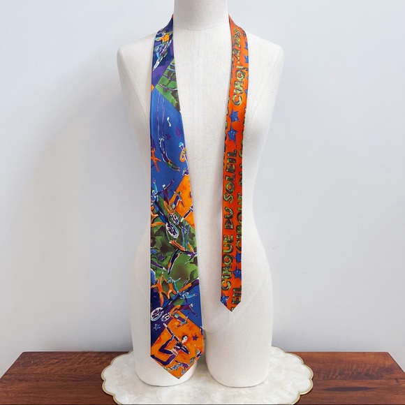 Cirque Du Soleil Orange Blue 1987 Premiere Mens Silk Tie Colorful - Picture 8 of 13